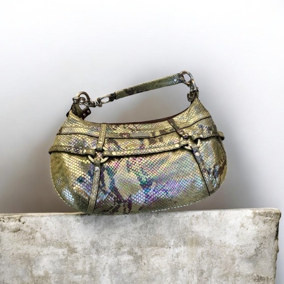 ADRIENNE VITTADINI GENUINE SNAKE SKIN PRINT LEATHER BAG GOLD HARDWARE